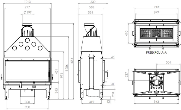 Каминная топка HITZE ARDENTE DUO 90х41.DSS 18 кВт, туннельная Каминная топка HITZE ARDENTE DUO 90х41.DSS 18 кВт, туннельная