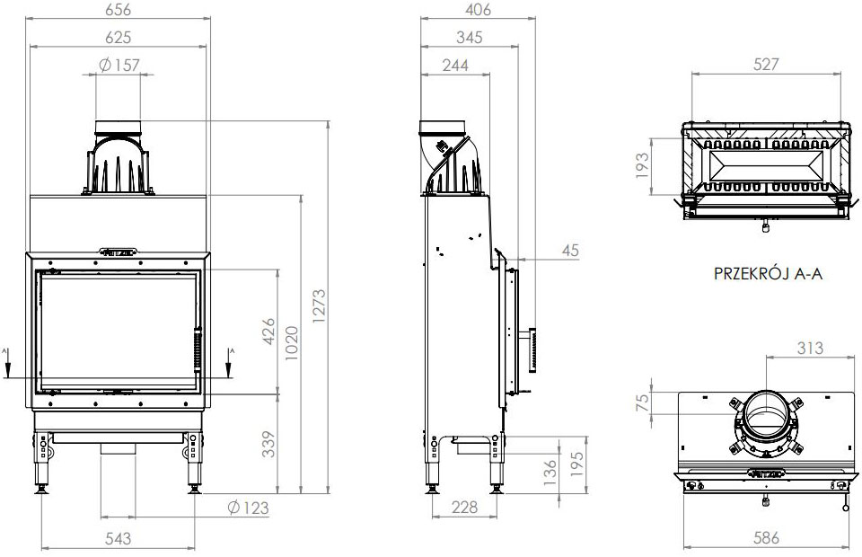 Каминная топка Hitze HST 54x39.S 5,9 кВт