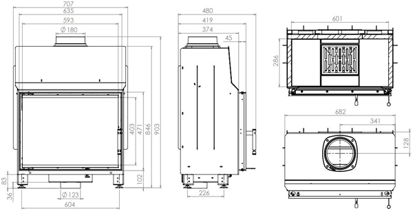 Каминная топка HITZE STMA 59x43.S 11 кВт Каминная топка HITZE STMA 59x43.S 11 кВт