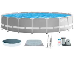 Каркасный бассейн Intex 26756 Premium (610х132 см) с картиджным фильтром, лестницей, подложкой и тентом