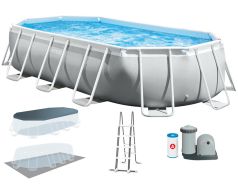 Каркасный бассейн Intex 26796 OVAL (503х274х122 см) с картриджным фильтром, лестницей и тентом